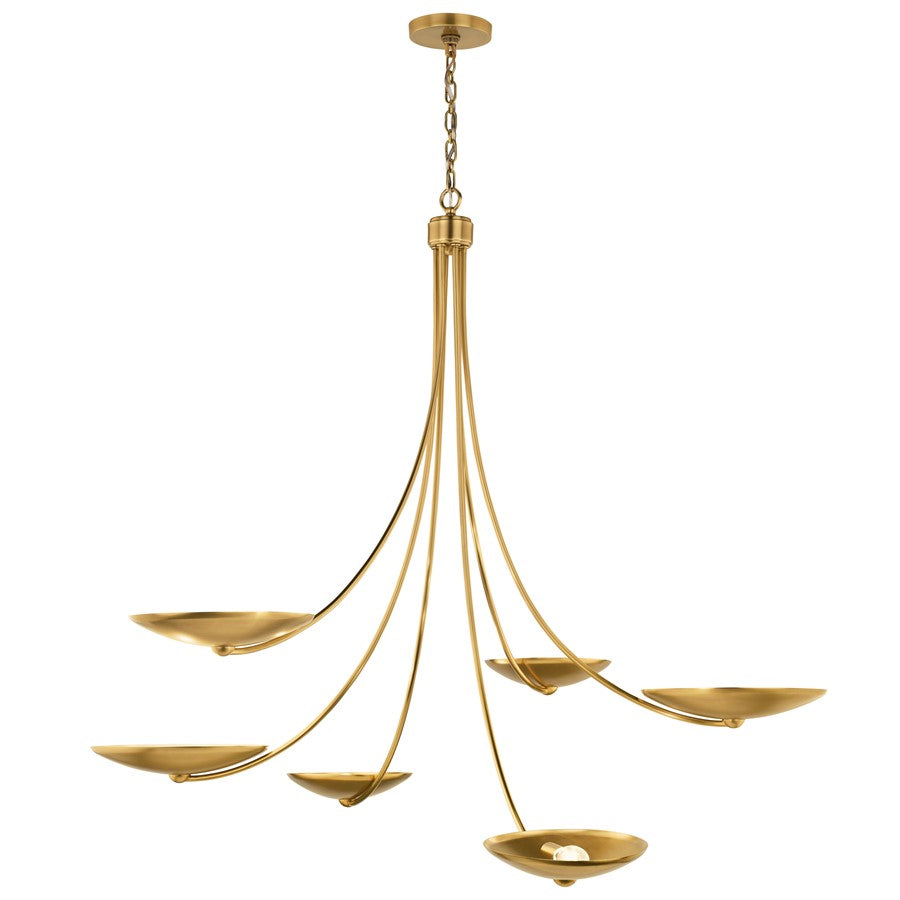 Kichler Palmela 46in 6-Light XL Chandelier | Modern Lacquered Brass Metal | Dining Room & Living Room | 39in H | Model 52857LBR