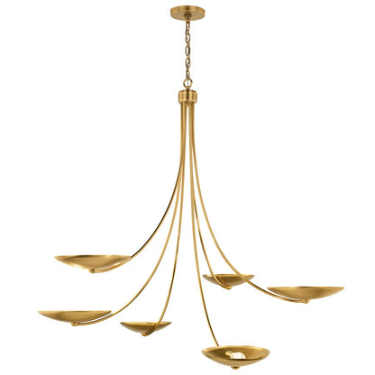 Kichler Palmela 46in 6-Light XL Chandelier | Modern Lacquered Brass Metal | Dining Room & Living Room | 39in H | Model 52857LBR