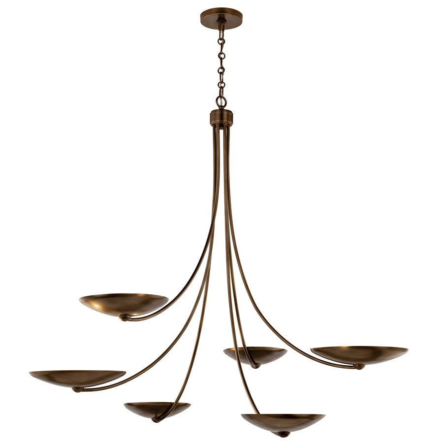 Kichler Palmela 46in 6-Light XL Chandelier | Modern Lacquered Brass and Metal Shade | Dining Room & Foyer | 39.5in H | Model 52857LBRLBZ