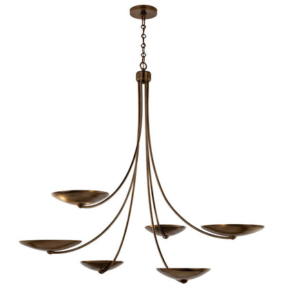 Kichler Palmela 46in 6-Light XL Chandelier | Modern Lacquered Brass and Metal Shade | Dining Room & Foyer | 39.5in H | Model 52857LBRLBZ