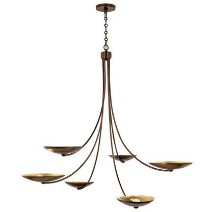 Kichler Palmela 46in 6-Light XL Chandelier | Modern Lacquered Brass and Metal Shade | Dining Room & Foyer | 39.5in H | Model 52857LBRLBZ