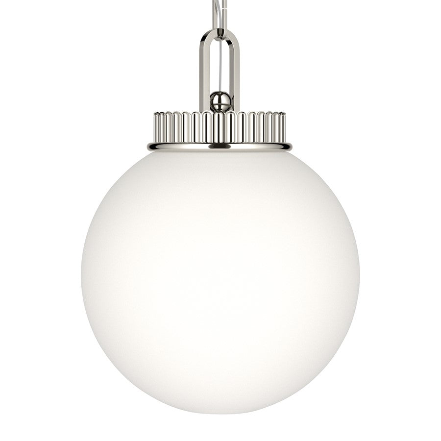Kichler Andorra 11in 1-Light Pendant | Traditional Polished Nickel and Opal Glass | Kitchen Island & Dining Room | 15 in H | Model 52866PN