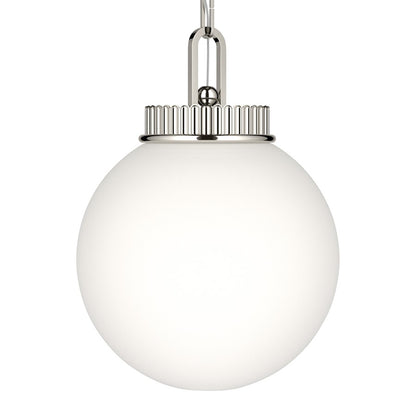 Kichler Andorra 11in 1-Light Pendant | Traditional Polished Nickel and Opal Glass | Kitchen Island & Dining Room | 15 in H | Model 52866PN