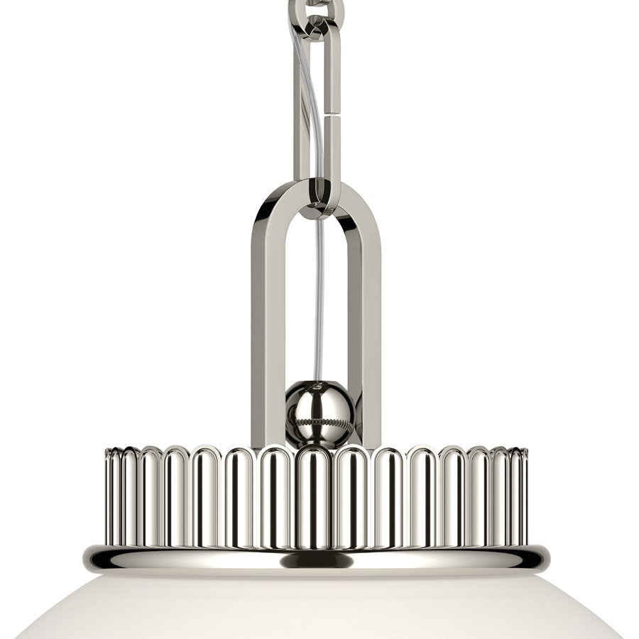 Kichler Andorra 11in 1-Light Pendant | Traditional Polished Nickel and Opal Glass | Kitchen Island & Dining Room | 15 in H | Model 52866PN
