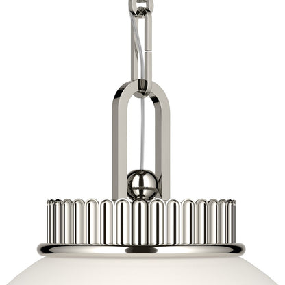 Kichler Andorra 11in 1-Light Pendant | Traditional Polished Nickel and Opal Glass | Kitchen Island & Dining Room | 15 in H | Model 52866PN