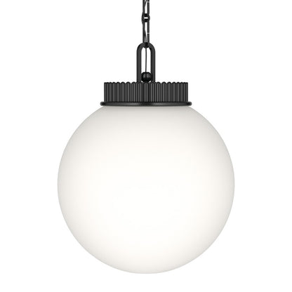 Kichler Andorra 15in 1-Light Pendant | Traditional Black and Satin Etched Opal Glass | Kitchen Island & Dining Room | 19in H | Model 52867BK