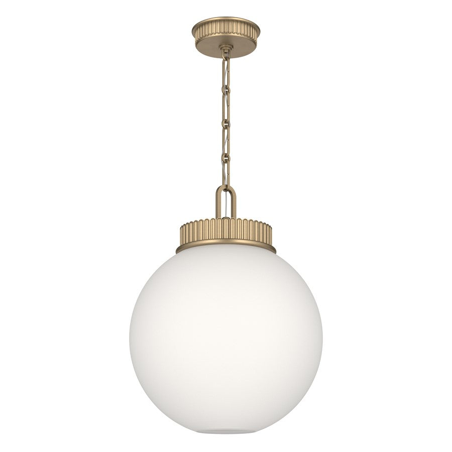 Kichler Andorra 15in 1-Light Pendant | Traditional Champagne Bronze and Satin Etched Opal Glass Globe | Kitchen Island & Dining Room | Model 52867CPZ