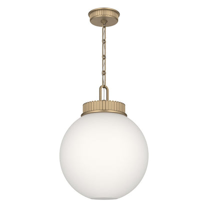 Kichler Andorra 15in 1-Light Pendant | Traditional Champagne Bronze and Satin Etched Opal Glass Globe | Kitchen Island & Dining Room | Model 52867CPZ