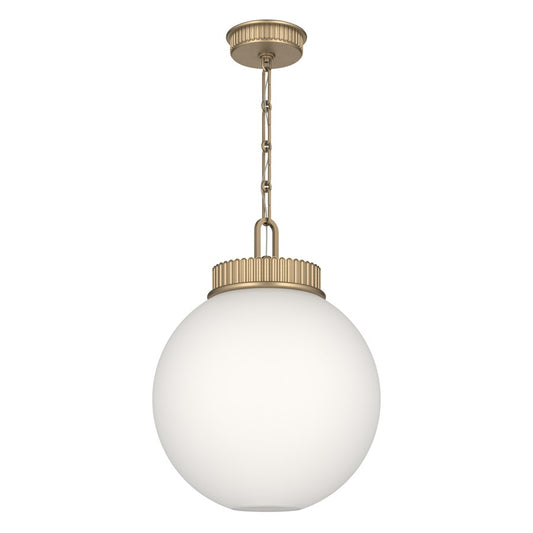 Kichler Andorra 15in 1-Light Pendant | Traditional Champagne Bronze and Satin Etched Opal Glass Globe | Kitchen Island & Dining Room | Model 52867CPZ