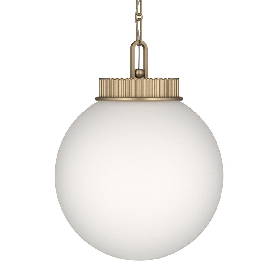 Kichler Andorra 15in 1-Light Pendant | Traditional Champagne Bronze and Satin Etched Opal Glass Globe | Kitchen Island & Dining Room | Model 52867CPZ