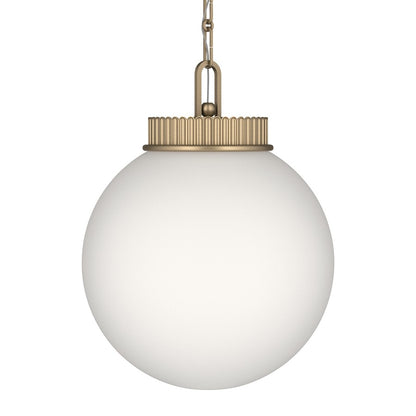 Kichler Andorra 15in 1-Light Pendant | Traditional Champagne Bronze and Satin Etched Opal Glass Globe | Kitchen Island & Dining Room | Model 52867CPZ