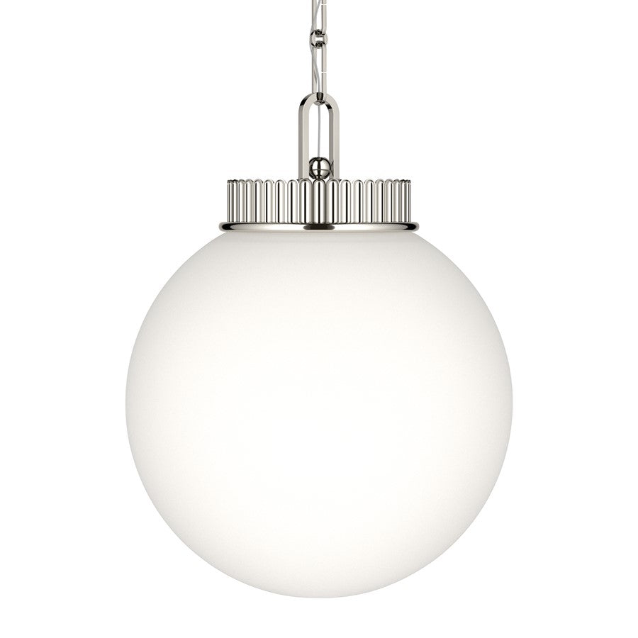 Kichler Andorra 15in 1-Light Pendant | Traditional Polished Nickel and Satin Etched Opal Glass | Kitchen Island & Dining Room | 19in H | Model 52867PN