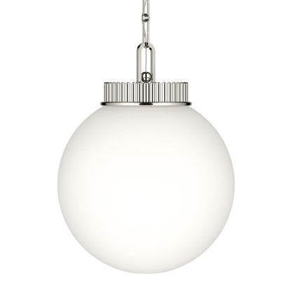 Kichler Andorra 15in 1-Light Pendant | Traditional Polished Nickel and Satin Etched Opal Glass | Kitchen Island & Dining Room | 19in H | Model 52867PN