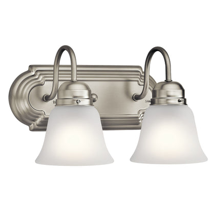 Kichler 2-Light Bath Vanity Light | Traditional Brushed Nickel and Clear Glass | Bathroom & Powder Room | 12.25 x 8 x 8 in | Model 5336NIS