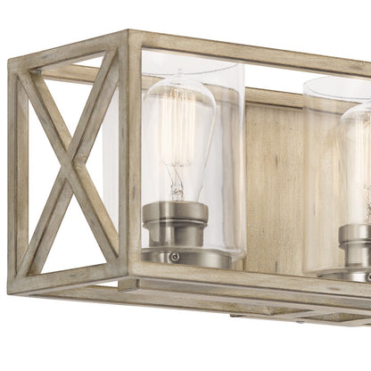 Kichler Moorgate 23in 3-Light Vanity Light | Distressed Antique White Steel and Clear Glass | Bathroom Vanity Light | 22.75 x 7.25 x 7.25 | Model 55065DAW