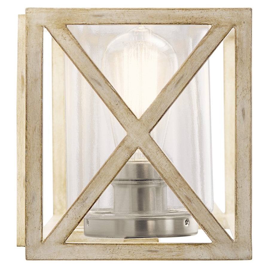 Kichler Moorgate 23in 3-Light Vanity Light | Distressed Antique White Steel and Clear Glass | Bathroom Vanity Light | 22.75 x 7.25 x 7.25 | Model 55065DAW