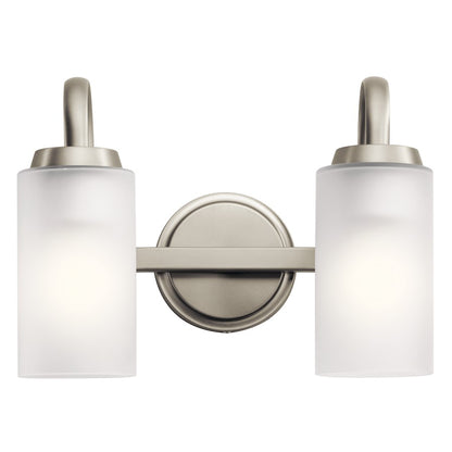 Kichler Kennewick 2-Light Bath Vanity | Traditional Brushed Nickel Steel | Bathroom Vanity & Powder Room | 13.25 x 6.75 x 9.75 in, Damp | Model 55086NI