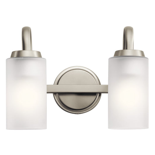 Kichler Kennewick 2-Light Bath Vanity | Traditional Brushed Nickel Steel | Bathroom Vanity & Powder Room | 13.25 x 6.75 x 9.75 in, Damp | Model 55086NI