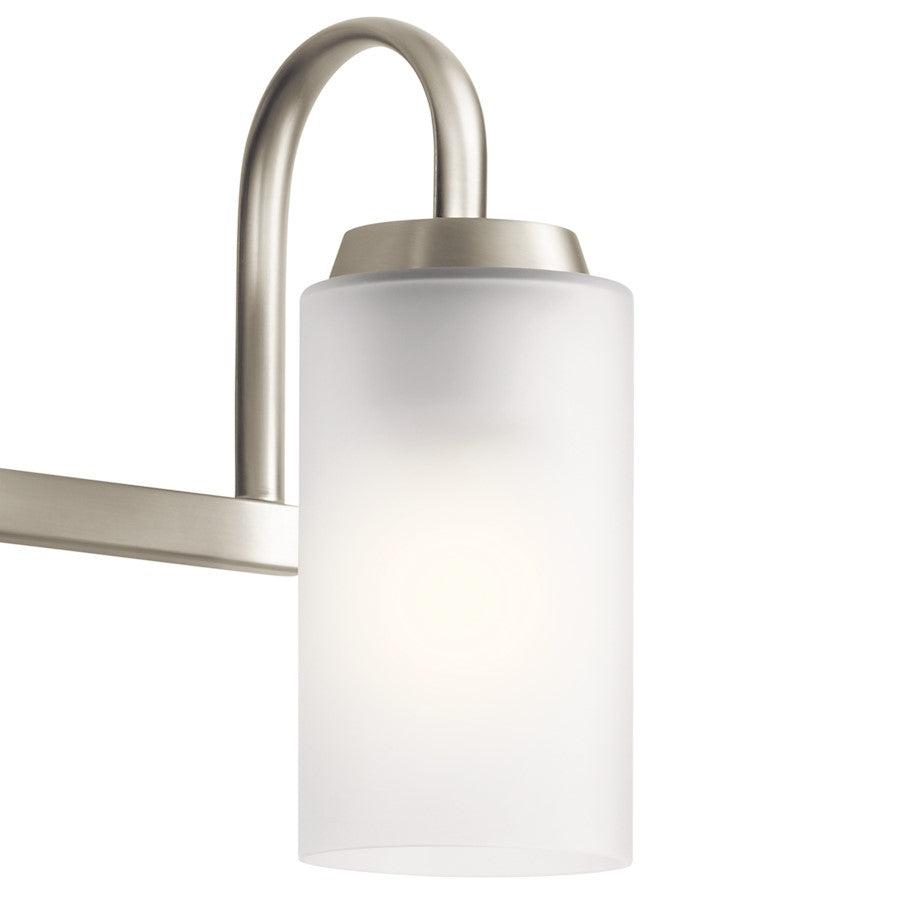 Kichler Kennewick 22.75in 3-Light Vanity Light | Traditional Brushed Nickel Steel and Etched Glass | Bathroom Vanity | 22.75 x 6.75 x 9.75 | Model 55087NI