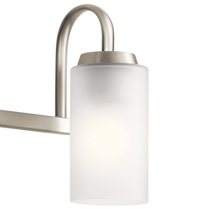Kichler Kennewick 22.75in 3-Light Vanity Light | Traditional Brushed Nickel Steel and Etched Glass | Bathroom Vanity | 22.75 x 6.75 x 9.75 | Model 55087NI