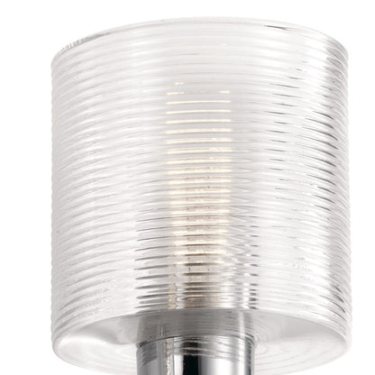 Kichler Harvan 15in 2-Light Vanity Light | Industrial Black Steel and Clear Ribbed Glass | Bathroom Vanity Light | 15 x 9.55 x 6.5 in | Model 55106BK