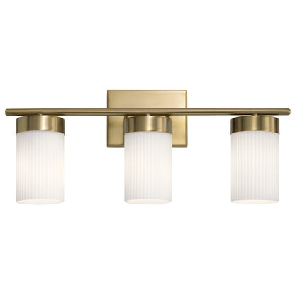 Kichler Ciona 24in 3-Light Vanity Light | Brushed Natural Brass & Satin Etched Cased Opal Glass | Bathroom Vanity Light | 3x100W A19 | Model 55112BNB