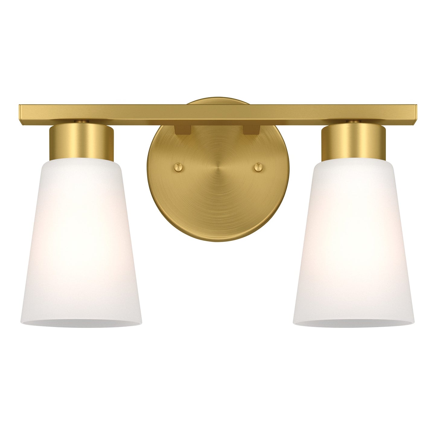 Kichler Stamos 13.25in 2-Light Vanity Light | Modern Brushed Gold Steel and Clear Satin Etched Glass | Bathroom Vanity | 13.25 x 8.25 in | Model 55120BG