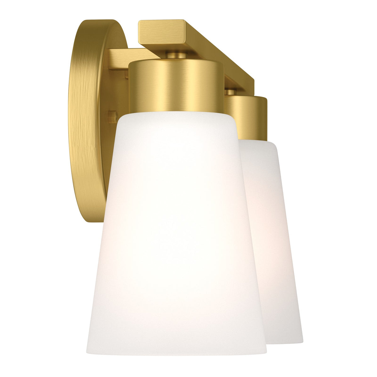 Kichler Stamos 13.25in 2-Light Vanity Light | Modern Brushed Gold Steel and Clear Satin Etched Glass | Bathroom Vanity | 13.25 x 8.25 in | Model 55120BG