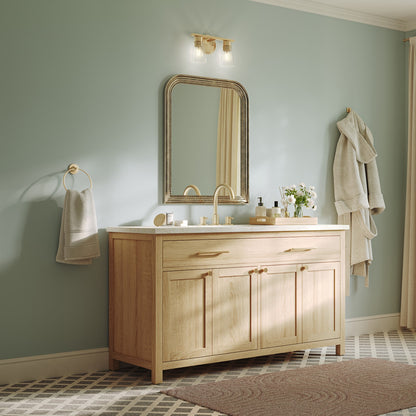 Kichler Stamos 13.25in 2-Light Vanity Light | Modern Brushed Gold Steel and Clear Glass | Bathroom Vanity | 13.25 x 8.25 in | Model 55120BGCLR