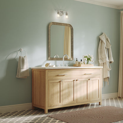Kichler Stamos 13.25in 2-Light Vanity Light | Modern Brushed Nickel Steel and Clear Glass | Bathroom Vanity | 13.25 x 8.25 in | Model 55120NICLR