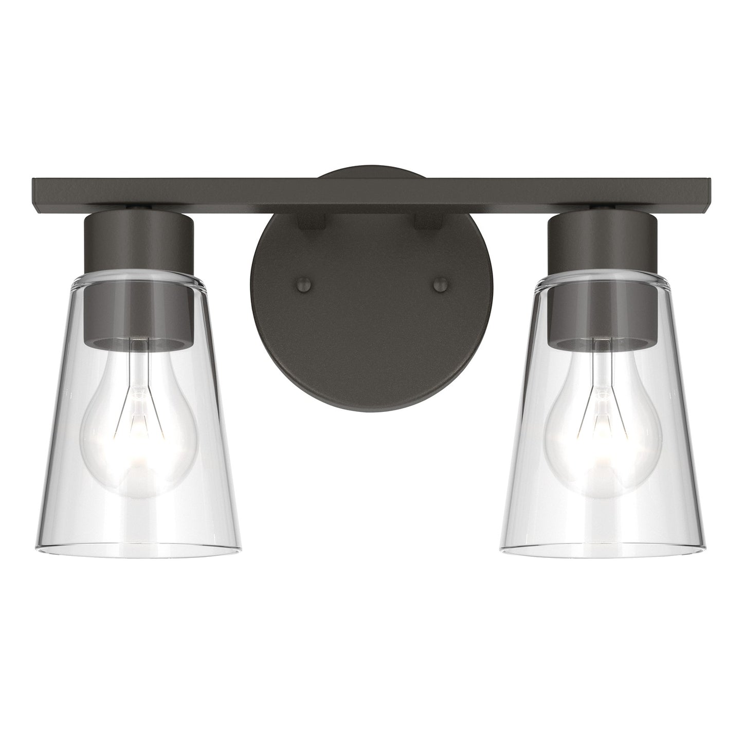 Kichler Stamos 13.25in 2-Light Bathroom Vanity Light | Modern Olde Bronze Steel and Clear Glass | Bathroom Vanity | 13.25 x 8.25 in | Model 55120OZCLR