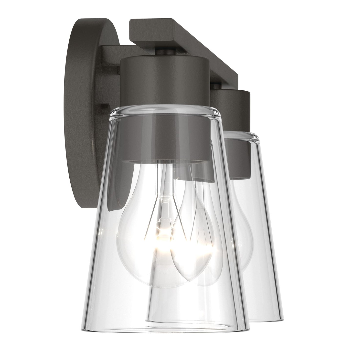Kichler Stamos 13.25in 2-Light Bathroom Vanity Light | Modern Olde Bronze Steel and Clear Glass | Bathroom Vanity | 13.25 x 8.25 in | Model 55120OZCLR