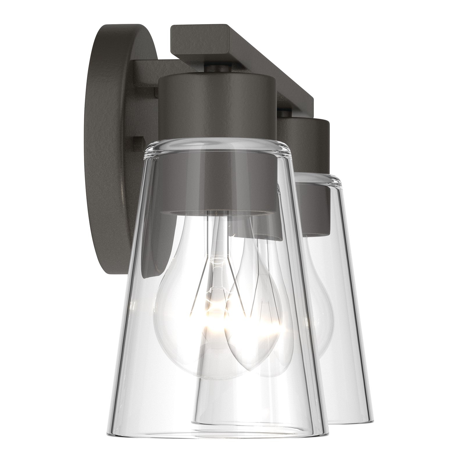 Kichler Stamos 13.25in 2-Light Bathroom Vanity Light | Modern Olde Bronze Steel and Clear Glass | Bathroom Vanity | 13.25 x 8.25 in | Model 55120OZCLR