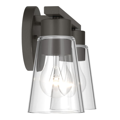 Kichler Stamos 13.25in 2-Light Bathroom Vanity Light | Modern Olde Bronze Steel and Clear Glass | Bathroom Vanity | 13.25 x 8.25 in | Model 55120OZCLR