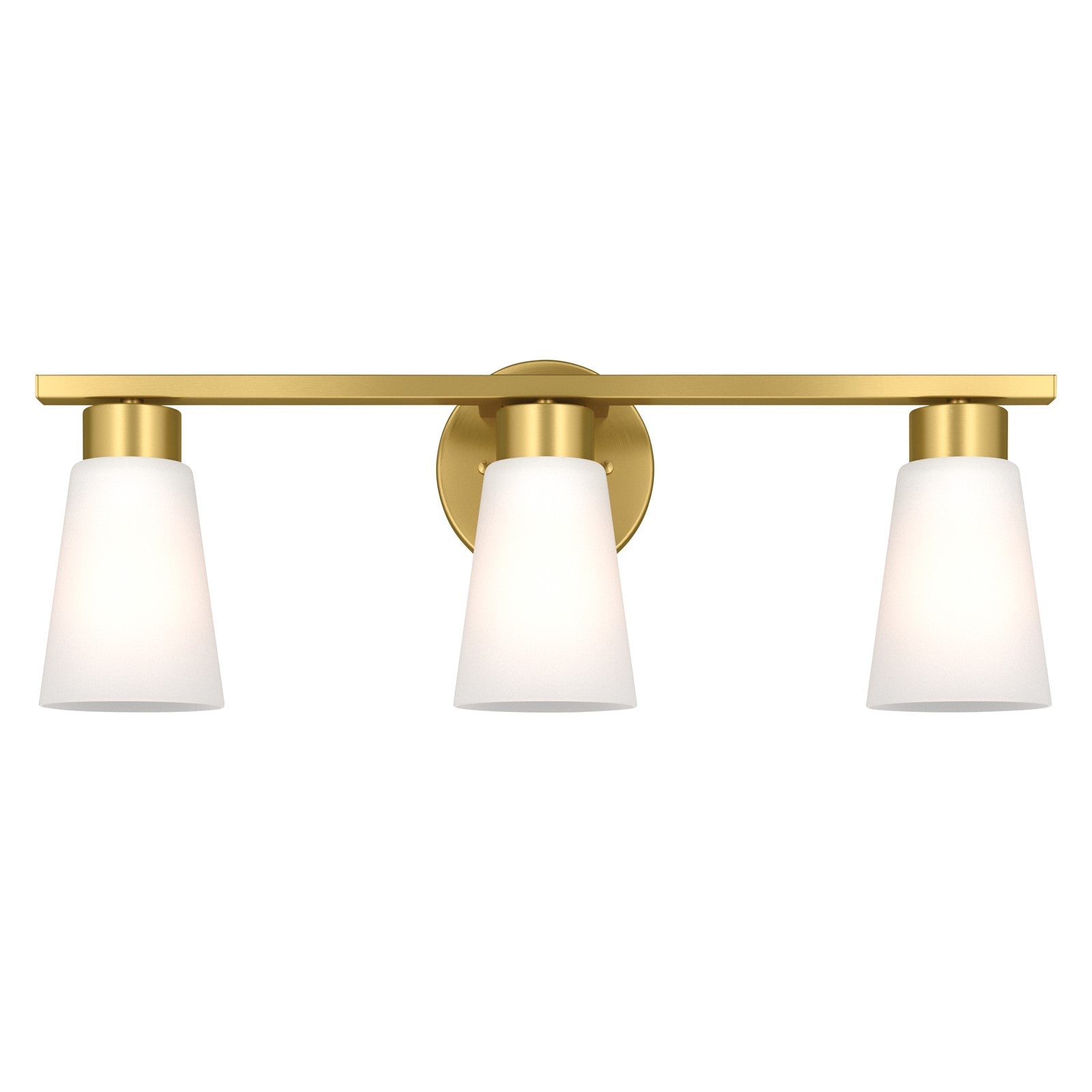 Kichler Stamos 22.25in 3-Light Bathroom Vanity Light | Modern Brushed Gold Steel and Satin Etched Glass | Bathroom Vanity | 22.25 x 8.25 in | Model 55121BG