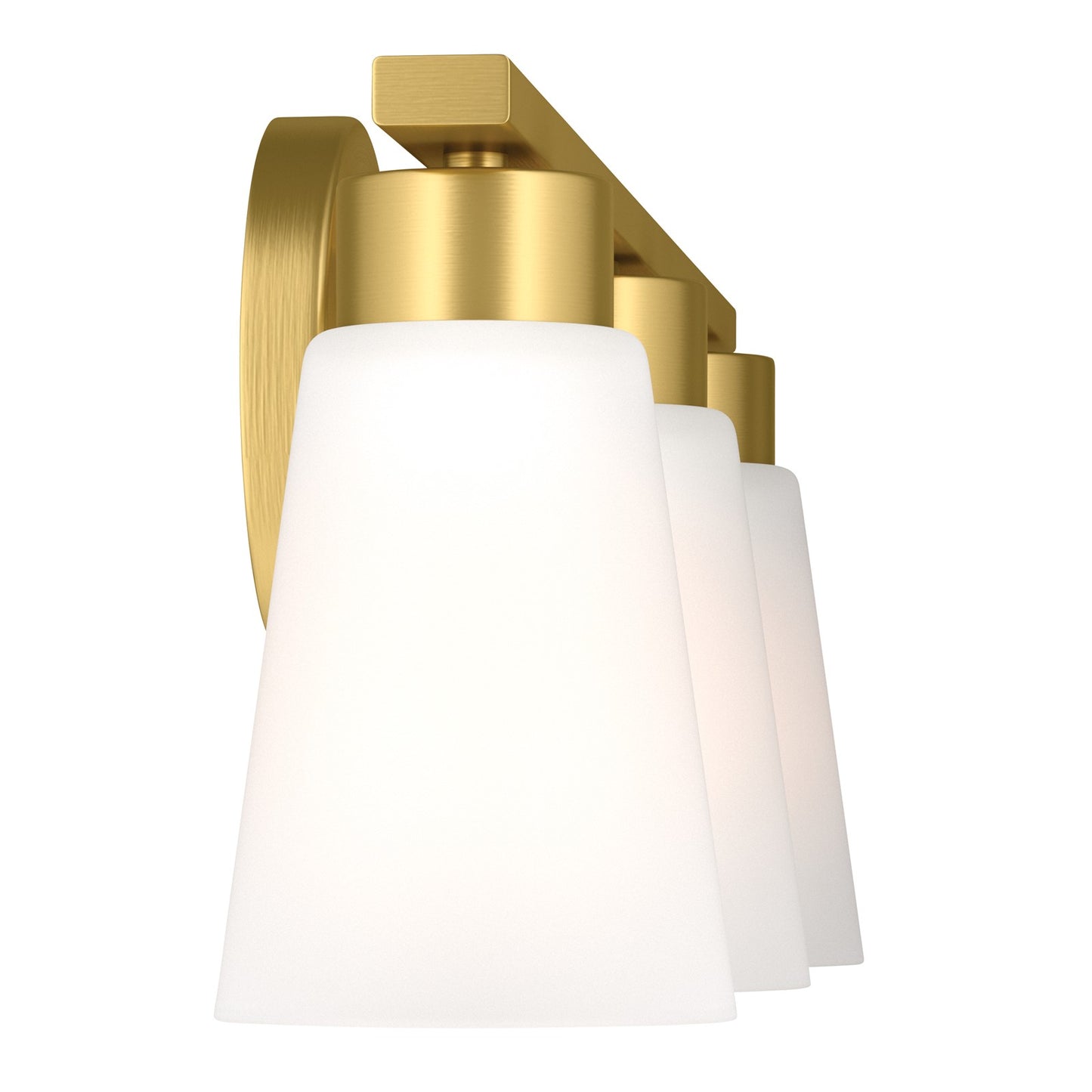 Kichler Stamos 22.25in 3-Light Bathroom Vanity Light | Modern Brushed Gold Steel and Satin Etched Glass | Bathroom Vanity | 22.25 x 8.25 in | Model 55121BG