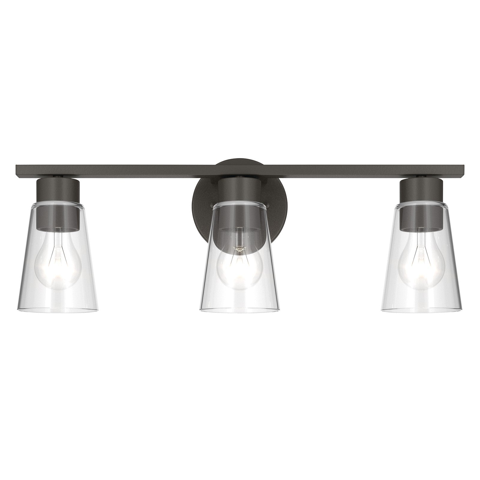 Kichler Stamos 22.25in 3-Light Vanity Light | Modern Olde Bronze Steel and Clear Satin Etched Glass | Bathroom Vanity | 22.25 x 8.25 in | Model 55121OZCLR