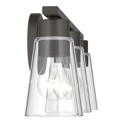 Kichler Stamos 22.25in 3-Light Vanity Light | Modern Olde Bronze Steel and Clear Satin Etched Glass | Bathroom Vanity | 22.25 x 8.25 in | Model 55121OZCLR