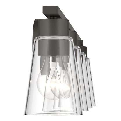 Kichler Stamos 31.25in 4-Light Vanity Light | Modern Olde Bronze Steel and Clear Satin Etched Glass | Bathroom Vanity | 31.25 x 8.25 in | Model 55122OZCLR