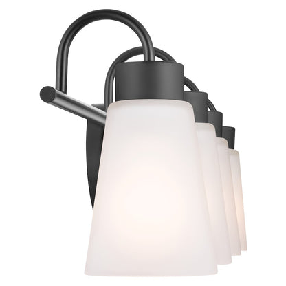 Kichler Erma 4-Light 32.5in Vanity Light | Industrial Black Steel & Clear Satin Etched Glass | Bathroom & Powder Room Vanity Light | Model 55127BK