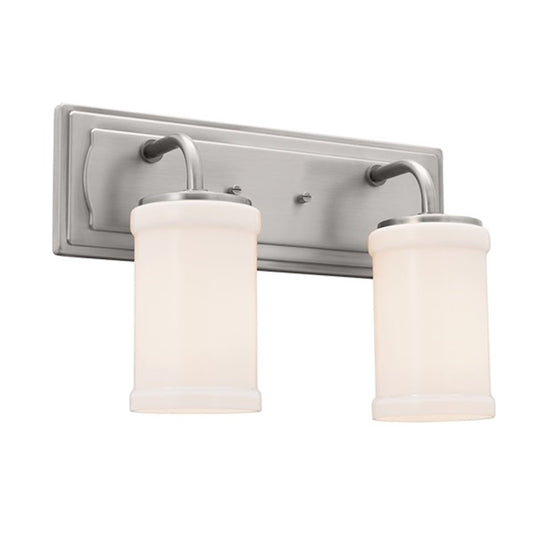 Kichler Vetivene 2-Light 15.25in Vanity Light | Classic Pewter Steel & Opal Glass | Bathroom Vanity & Powder Room Light | Model 55130CLP