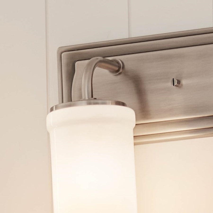 Kichler Vetivene 2-Light 15.25in Vanity Light | Classic Pewter Steel & Opal Glass | Bathroom Vanity & Powder Room Light | Model 55130CLP