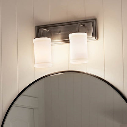 Kichler Vetivene 2-Light 15.25in Vanity Light | Classic Pewter Steel & Opal Glass | Bathroom Vanity & Powder Room Light | Model 55130CLP