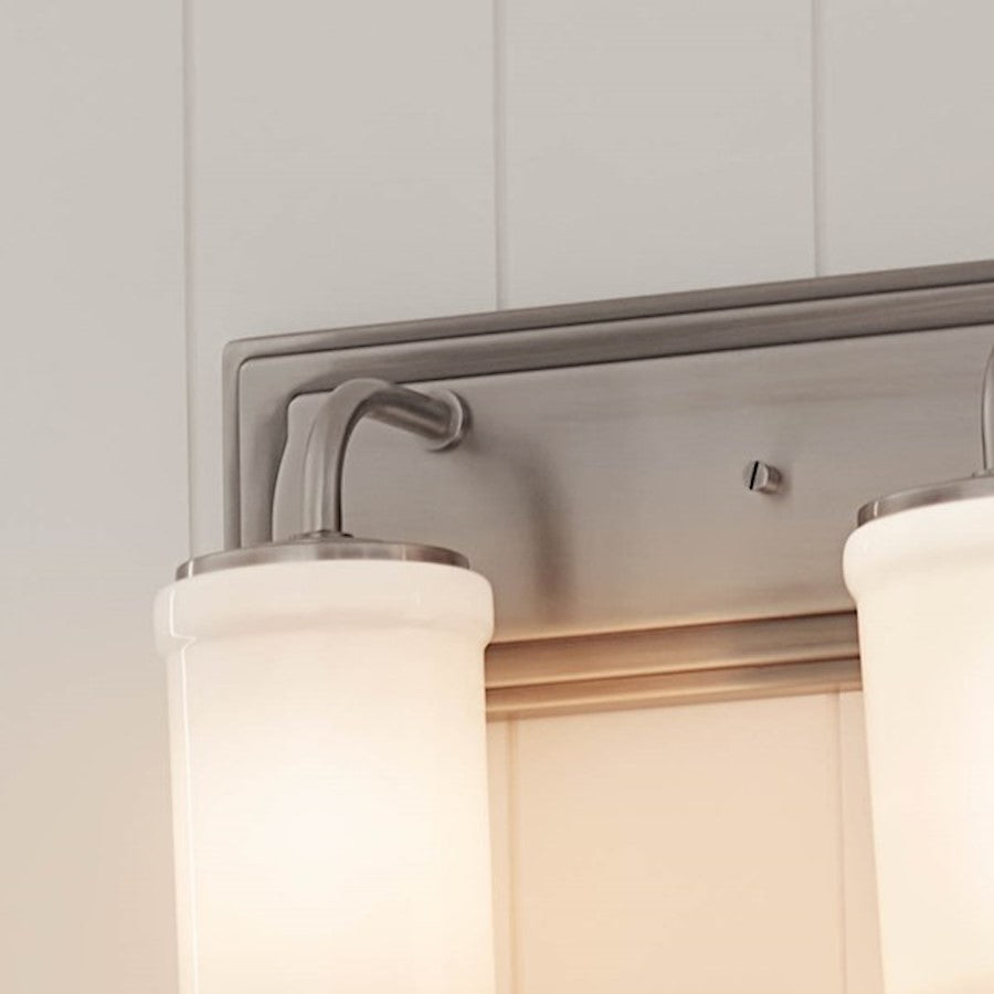 Kichler Vetivene 24in 3-Light Vanity Light | Classic Pewter Steel & Opal Glass | Bathroom Vanity Light | 75W Max per Socket, Damp | Model 55131CLP