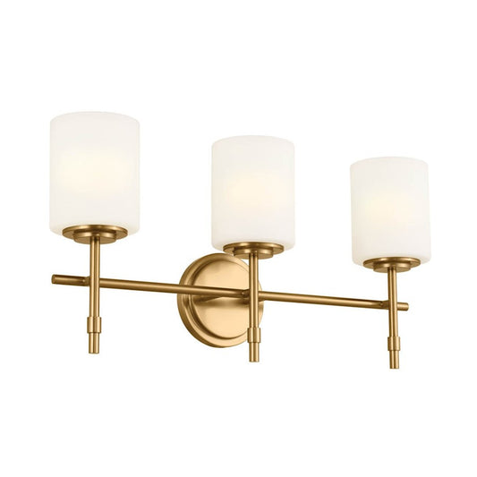 Kichler Ali 23in 3-Light Bath Vanity Light | Traditional Brushed Natural Brass with Opal Glass | Powder Room & Primary Bathroom Light | Model 55142BNB