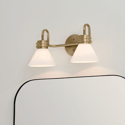 Kichler Farum 19.25in 2-Light Vanity Light | Soft Modern Champagne Bronze & Opal Glass | Bathroom Vanity Light | 60W, Dimmable, Damp Rated | Model 55154CPZ