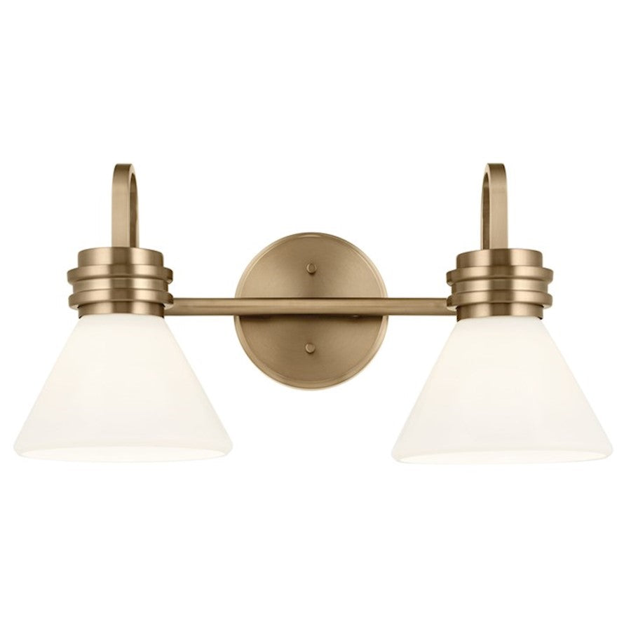 Kichler Farum 19.25in 2-Light Vanity Light | Soft Modern Champagne Bronze & Opal Glass | Bathroom Vanity Light | 60W, Dimmable, Damp Rated | Model 55154CPZ