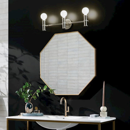 Kichler Torche 24in 3-Light Vanity | Soft Modern Brushed Nickel Steel | Bathroom & Powder Room Light | 60W E26, Dimmable | Model 55157NI