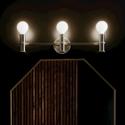 Kichler Torche 24in 3-Light Vanity | Soft Modern Brushed Nickel Steel | Bathroom & Powder Room Light | 60W E26, Dimmable | Model 55157NI