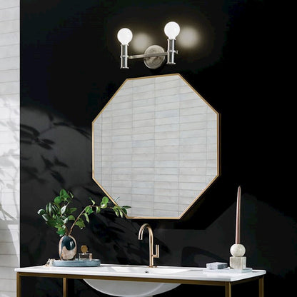 Kichler Torche 13in Wide 2-Light Vanity | Soft Modern Brushed Nickel Steel | Bathroom & Powder Room Accent | 2 x 60W Dimmable, Damp Rated | Model 55158NI